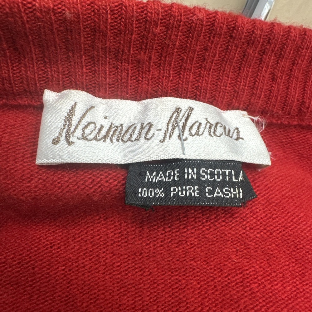 VTG 80s Chanel 100% Cashmere‎ Sweater Womens Large Red Made In Scotland Luxury - Picture 8 of 11